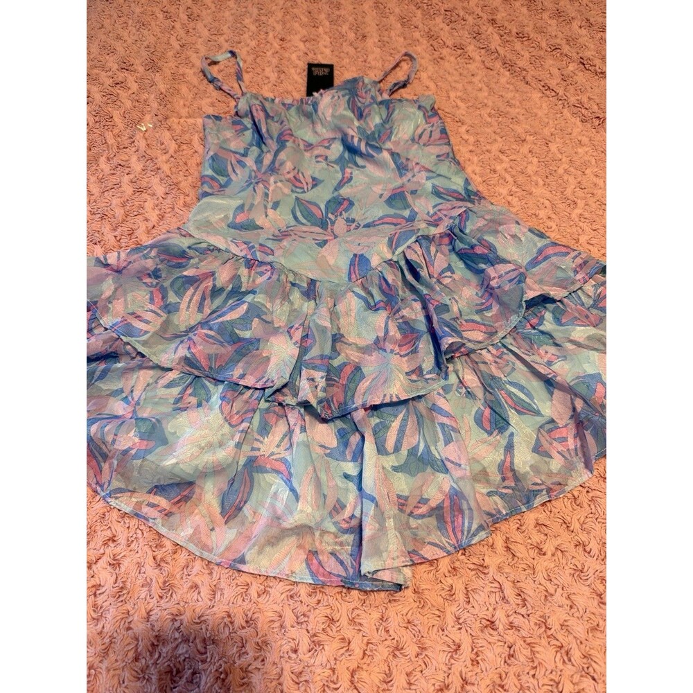 Wild Fable blue floral ruffle tank dress XS Corset Appearance NWT Target